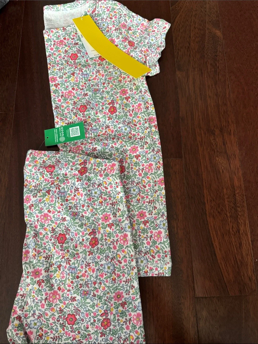 Gap Girls' Floral organic Cotton Pajama Set - Pink & White